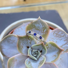 Load image into Gallery viewer, Millgrain Blue Sapphire & Diamond Eternity