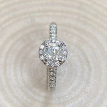 Load image into Gallery viewer, 9ct White Gold 0.42ct Old-Cut Diamond Halo Ring