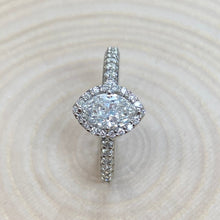 Load image into Gallery viewer, Platinum 0.48ct Marquise-Shaped Diamond Halo Ring