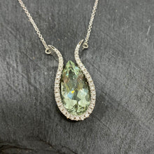 Load image into Gallery viewer, White Gold Lime Beryl & Diamond Necklace