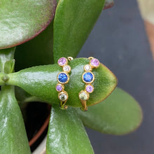 Load image into Gallery viewer, Mixed Colour Sapphire & Diamond Huggies