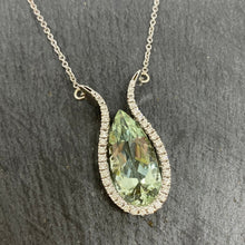 Load image into Gallery viewer, White Gold Lime Beryl & Diamond Necklace