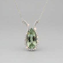 Load image into Gallery viewer, White Gold Lime Beryl & Diamond Necklace