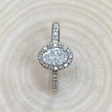 Load image into Gallery viewer, Platinum 0.48ct Oval Diamond Halo Ring