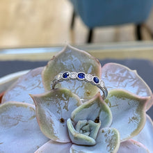 Load image into Gallery viewer, Millgrain Blue Sapphire & Diamond Eternity