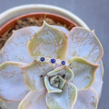 Load image into Gallery viewer, Millgrain Blue Sapphire & Diamond Eternity