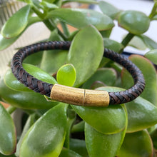 Load image into Gallery viewer, Gents Brown Plaited Leather Bracelet