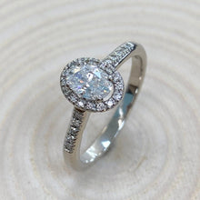Load image into Gallery viewer, Platinum 0.48ct Oval Diamond Halo Ring