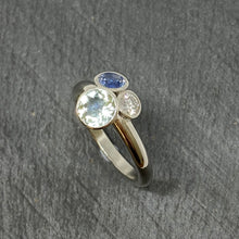 Load image into Gallery viewer, Platinum Sapphire, Beryl & Diamond Flower Pot Ring