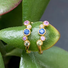 Load image into Gallery viewer, Mixed Colour Sapphire & Diamond Huggies