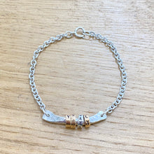 Load image into Gallery viewer, Personalised Silver Bar Bracelet with Stamped Charms