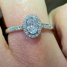 Load image into Gallery viewer, Platinum 0.48ct Oval Diamond Halo Ring