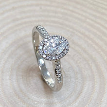 Load image into Gallery viewer, Platinum 0.48ct Oval Diamond Halo Ring