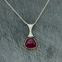 Load image into Gallery viewer, White Gold Cabochon Ruby &amp; Diamond Necklace
