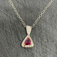 Load image into Gallery viewer, Burmese Ruby & Diamond Pendant Set In White Gold