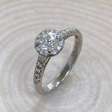Load image into Gallery viewer, 9ct White Gold 0.42ct Old-Cut Diamond Halo Ring