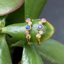 Load image into Gallery viewer, Mixed Colour Sapphire & Diamond Huggies