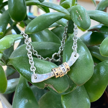 Load image into Gallery viewer, Personalised Silver Bar Bracelet with Stamped Charms
