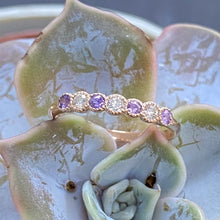 Load image into Gallery viewer, Millgrain Purple Sapphire & Diamond Eternity