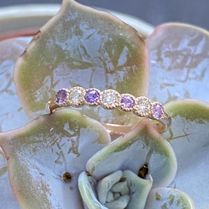 Millgrain Purple Sapphire & Diamond Eternity