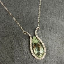 Load image into Gallery viewer, White Gold Lime Beryl & Diamond Necklace