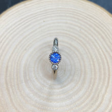 Load image into Gallery viewer, White Gold Ceylon Sapphire & Diamond Three Stone Ring