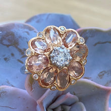 Load image into Gallery viewer, 18ct Morganite & Diamond Flower Ring