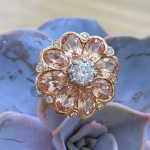 Load image into Gallery viewer, 18ct Morganite & Diamond Flower Ring