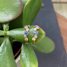 Load image into Gallery viewer, Mixed Colour Sapphire & Diamond Huggies