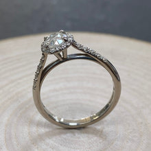 Load image into Gallery viewer, 9ct White Gold 0.42ct Old-Cut Diamond Halo Ring