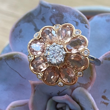 Load image into Gallery viewer, 18ct Morganite & Diamond Flower Ring