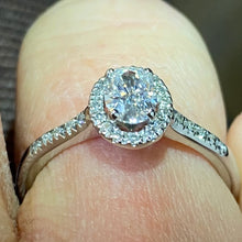 Load image into Gallery viewer, Platinum 0.48ct Oval Diamond Halo Ring