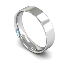 Load image into Gallery viewer, 5mm Flat Court Wedding Ring, Silver, White Gold, Yellow Gold, Rose Gold, Platinum