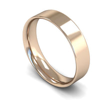 Load image into Gallery viewer, 5mm Flat Court Wedding Ring, Silver, White Gold, Yellow Gold, Rose Gold, Platinum