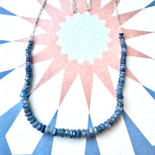 Load image into Gallery viewer, Sterling Silver Graduated Sapphire Rondell Necklace
