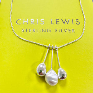 Sterling Silver Stone Pendant, Satin & Polished Chris Lewis