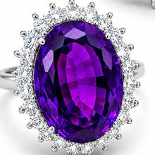 Load image into Gallery viewer, Preloved 18ct White Gold Amethyst &amp; Diamond Cluster Ring
