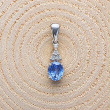 Load image into Gallery viewer, Preloved 9ct White Gold Tanzanite &amp; Diamond Pendant

