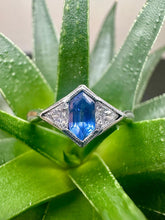 Load image into Gallery viewer, Platinum Lozenge Sapphire &amp; Diamond Ring
