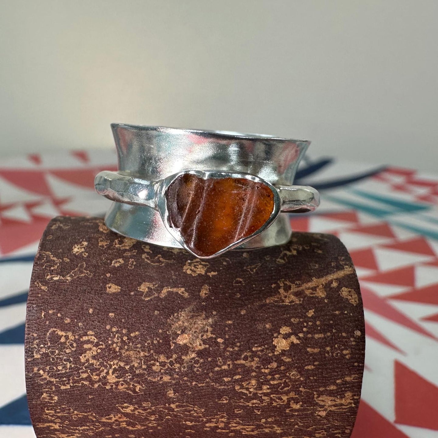 Sterling Silver 10.5mm Sea Glass Fidget Ring