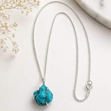 Load image into Gallery viewer, Handmade Sterling Silver Rough Cut Turquoise Pendant
