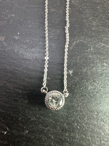 9ct White Gold Millgrain Diamond Necklace