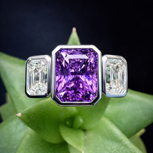 Load image into Gallery viewer, Stunning Platinum Purple Sapphire &amp; Diamond Ring
