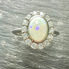 Load image into Gallery viewer, 9ct Opal &amp; Lab Grown Diamond Cluter Ring
