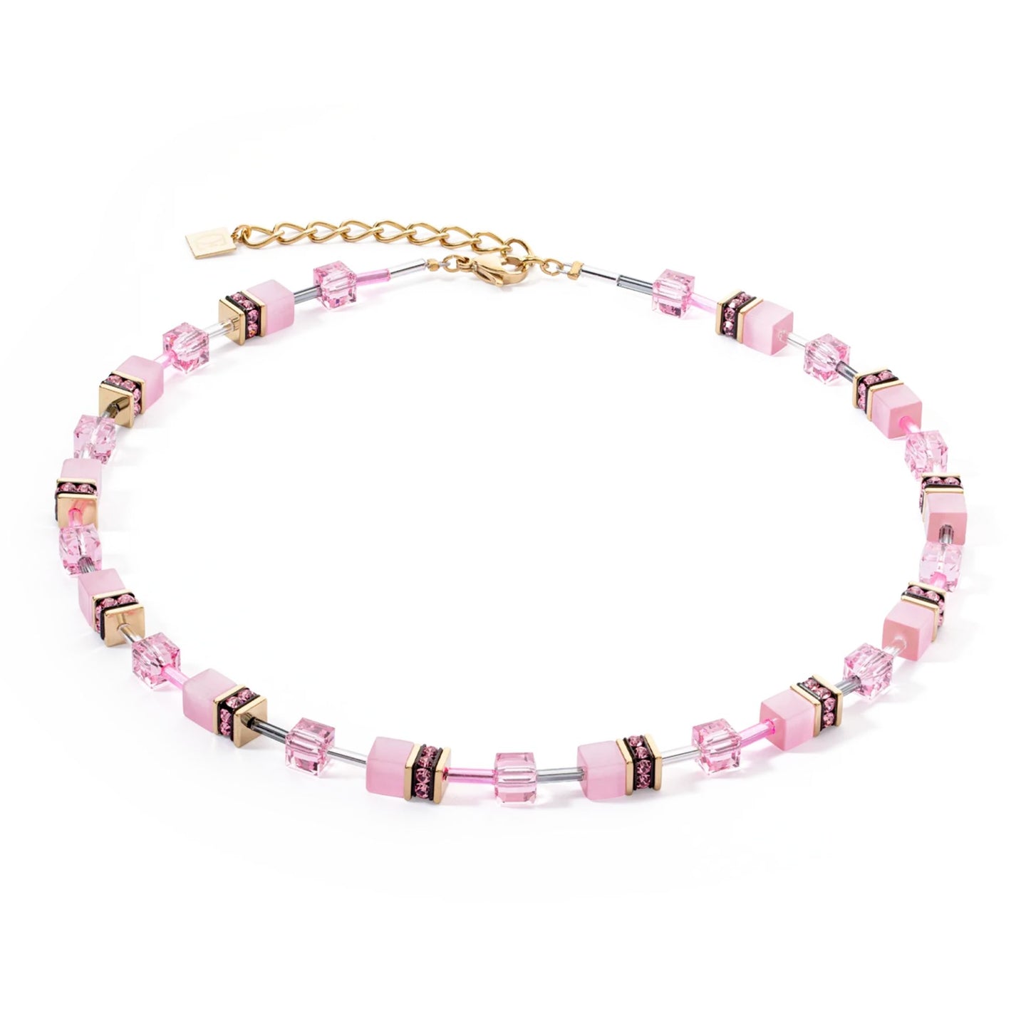 GeoCUBE® Iconic Mono Gold Necklace Pink