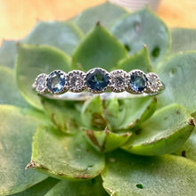 Load image into Gallery viewer, 9ct White Gold Millgrain Aquamarine &amp; Diamond Eternity
