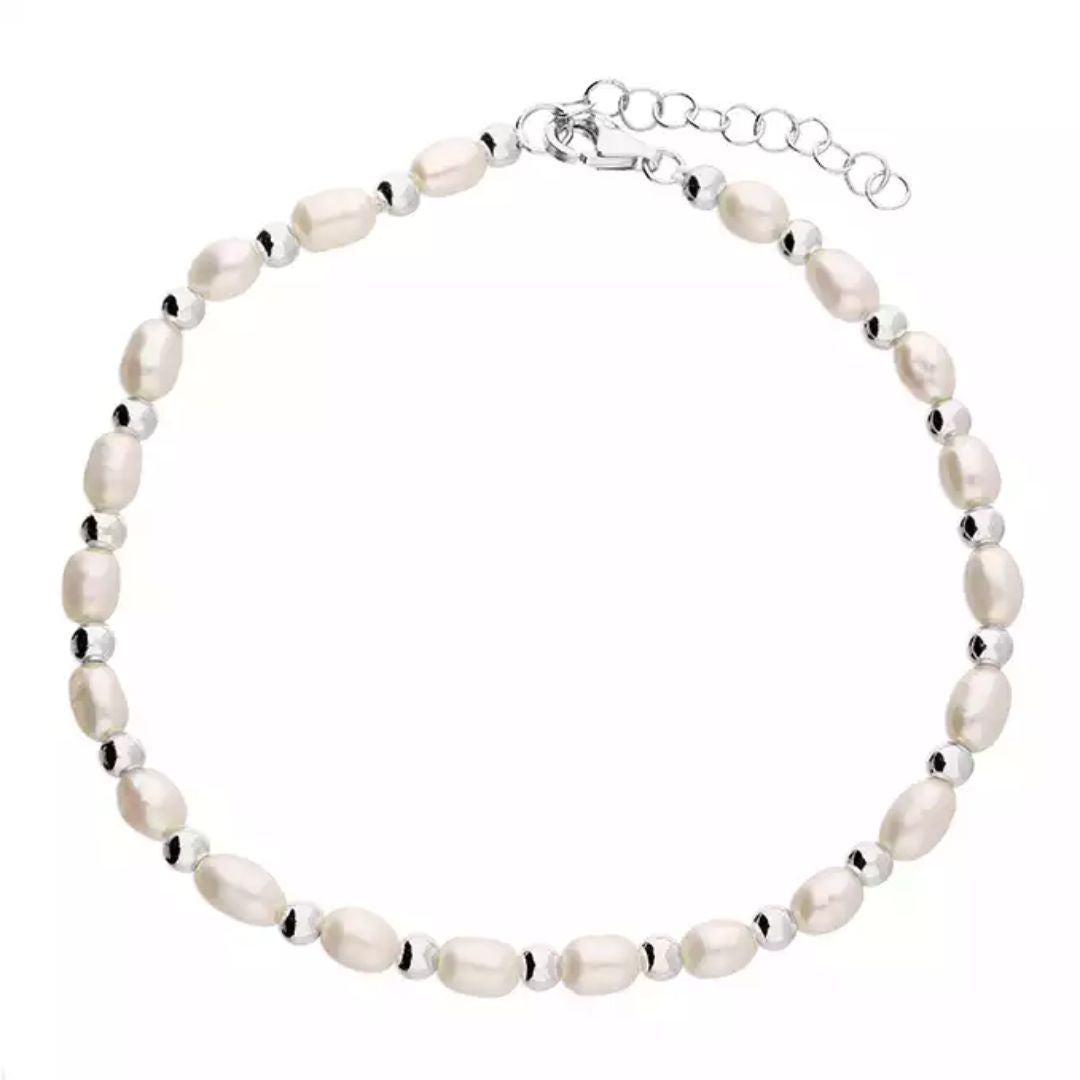 Sterling Silver Bead & Pearl Bracelet