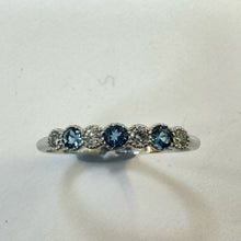 Load image into Gallery viewer, 9ct White Gold Millgrain Aquamarine &amp; Diamond Eternity
