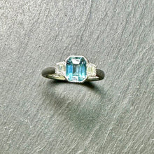 Load image into Gallery viewer, Platinum Aquamarine &amp; Diamond Ring
