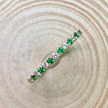 Load image into Gallery viewer, 9ct Yellow Gold Emerald &amp; Diamond Eternity Ring
